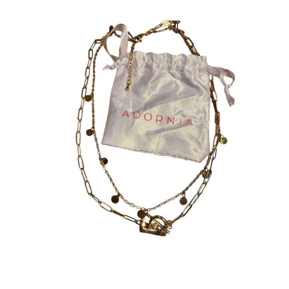 Adornia Tarnish Resistant 14K Gold-Plated Confetti and Paperclip Layered Initial - Picture 5 of 5